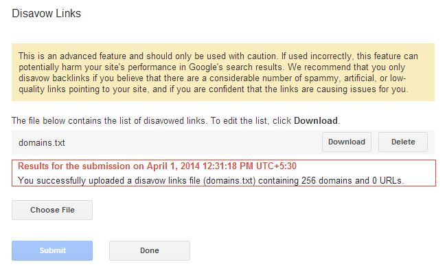 Google search disavow links