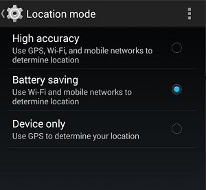Enable battery saving location mode