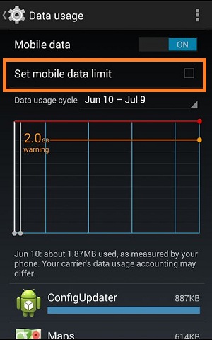 Nexus data limit