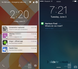 Android L and iOS Lockscreen Notifications - courtesy PhoneArena.com