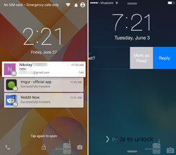 Android L and iOS Lockscreen Notifications 2 - courtesy PhoneArena.com