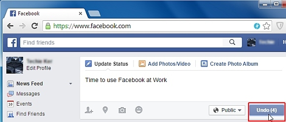 Facebook undo