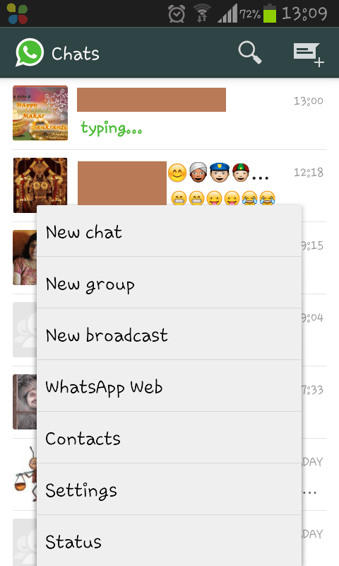 WhatsApp menu