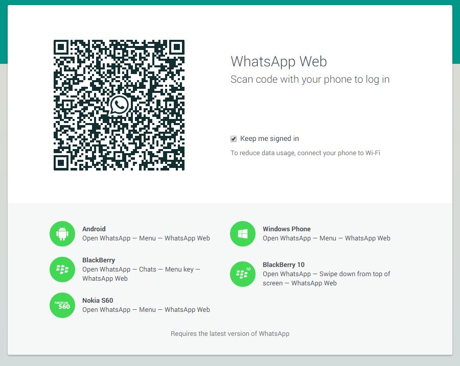 WhatsApp on Google Chrome browser