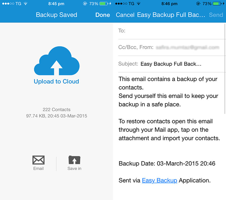 Easy Backup email