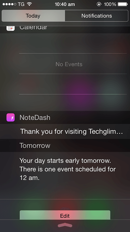 TechGlimpse add note to notification center