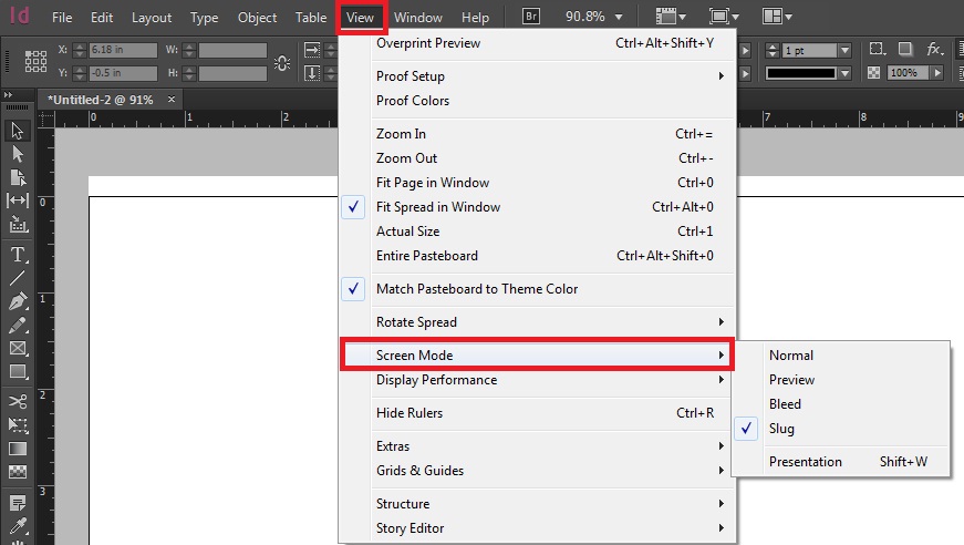 hide guidelines indesign