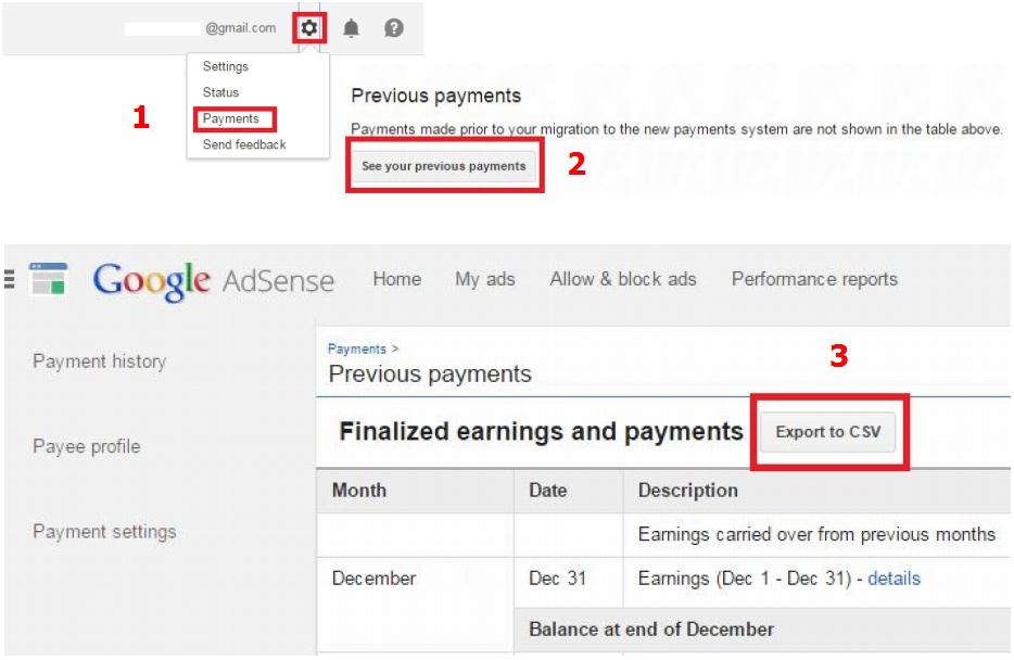 download adsense payment details