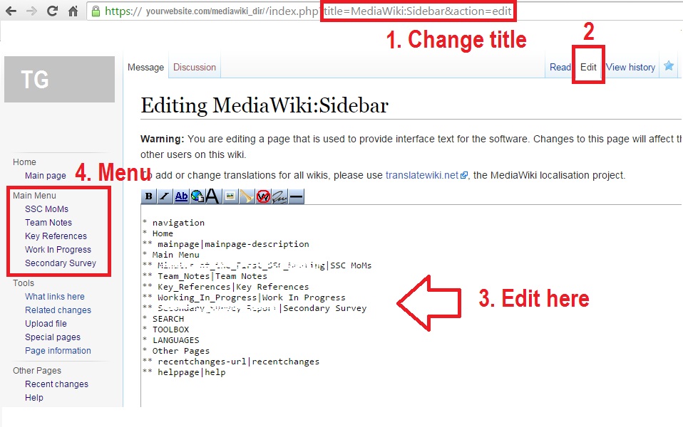 change sidebar mediawiki