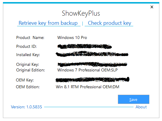 ShowKeyPlus - Find your Windows Product Key