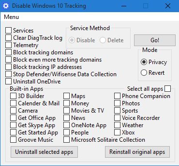 free tool to disable tracking