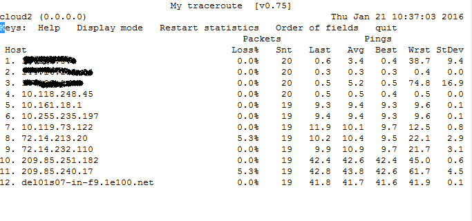 Linux MTR command usage window