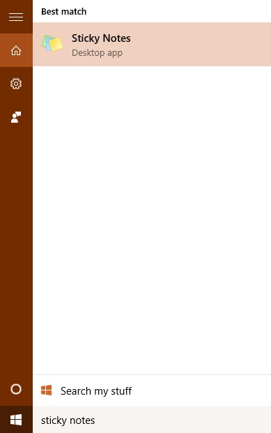 Search Sticky Notes under search box in windows 10