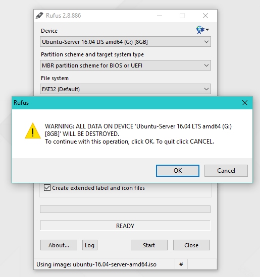 Rufus-Start writing to Pendrive