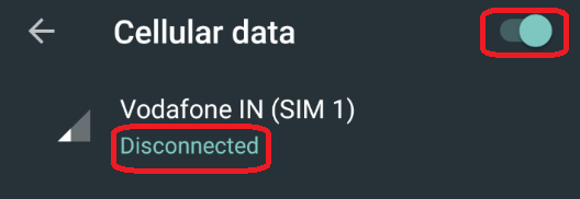 Android cellular data status disconnected