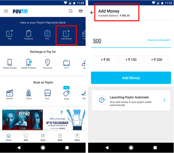 check wallet balance in paytm app