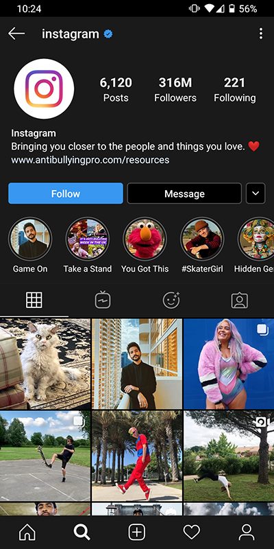 Instagram Dark Theme