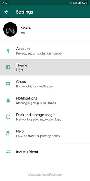 WhatsApp settings