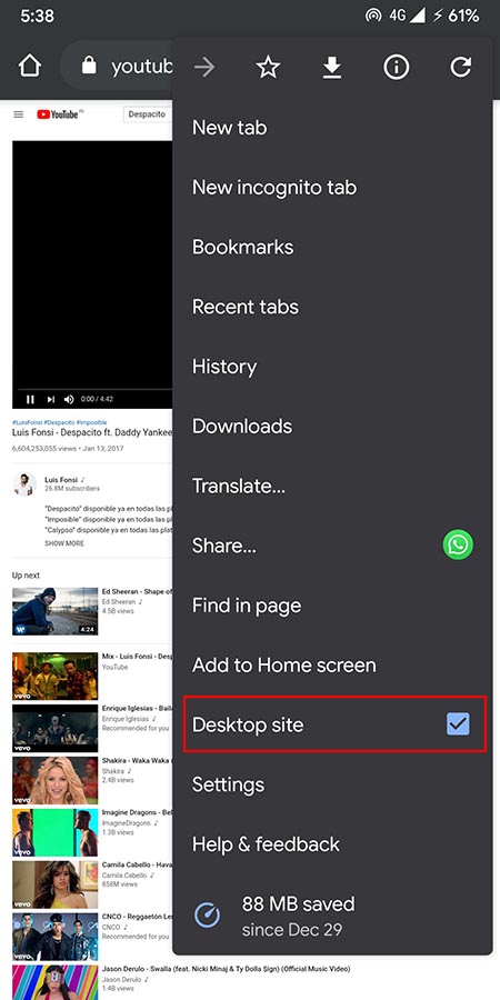 Browser loading desktop site and mobile
