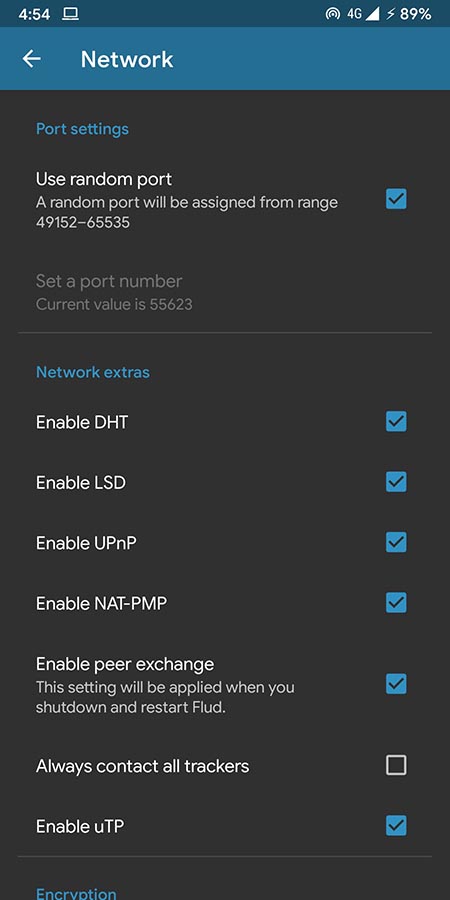 Torrent Network settings