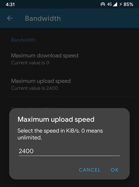 maximum upload speed