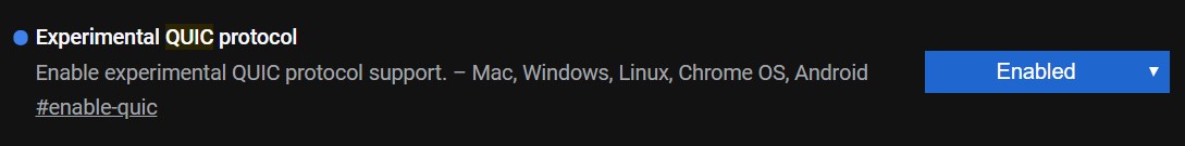 Enable Google chrome HTTP/3 protocol