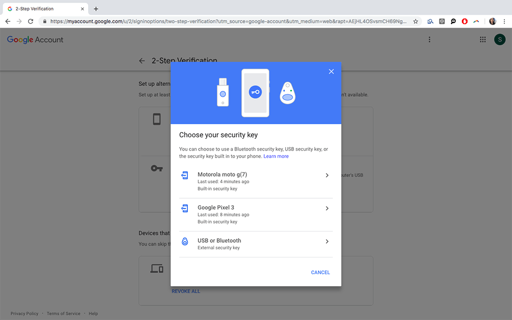 Google - Choose your Security