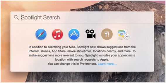 MacOS Spotlight search bar