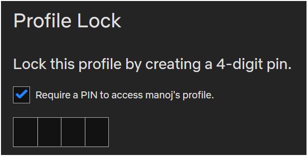 Netflix set profile pin