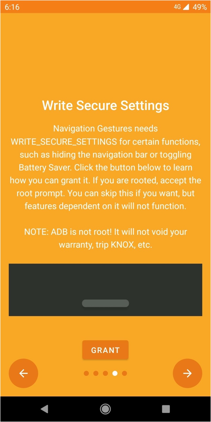 secure settings - Navigation Gesture