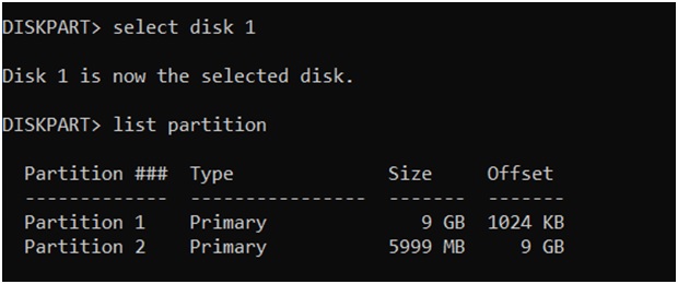 select disk drive command diskpart