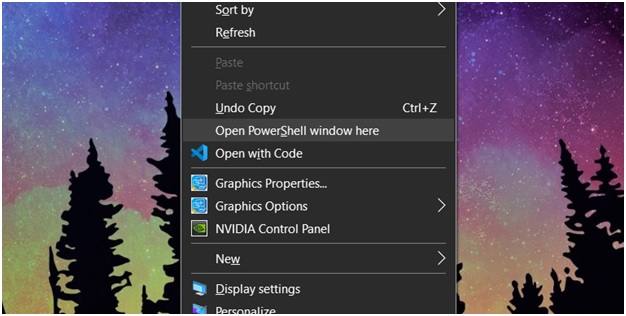 windows 10 PowerShell context menu