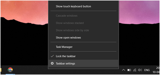 windows 10 taskbar menu