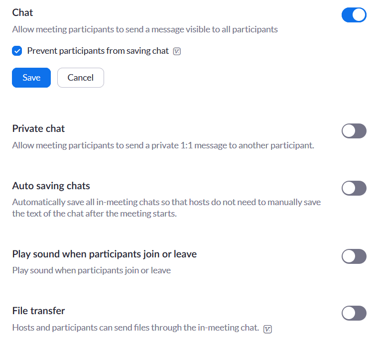 Chat settings zoom meetings