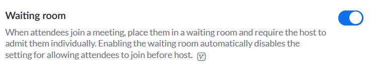 Zoom waiting room configuration