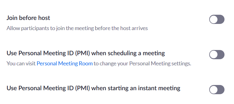 Zoom meeting configuration schedule