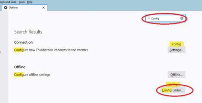 Thunderbird config editor