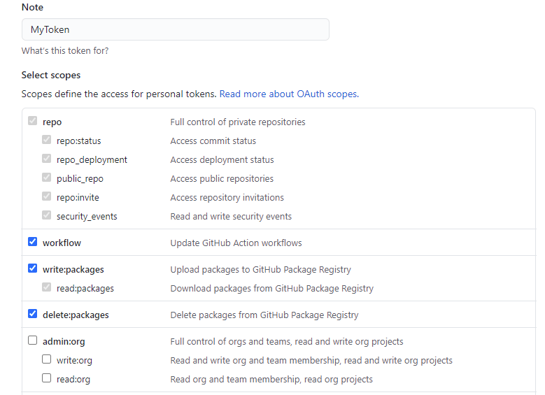 Scope for the token