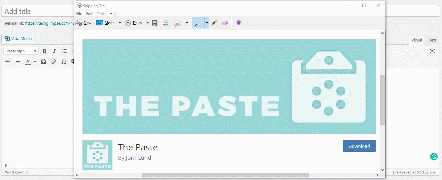 The Paste wordpress plugin - clipboard copy paste feature