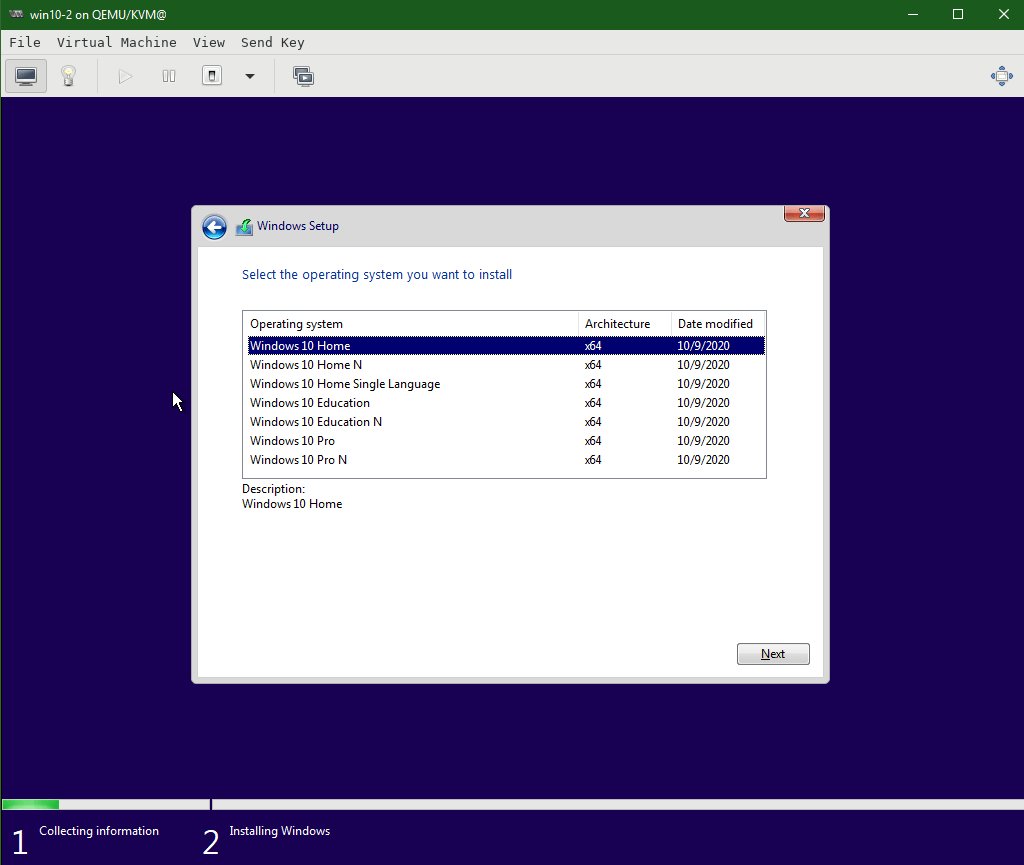 KVM - Windows 10 Home