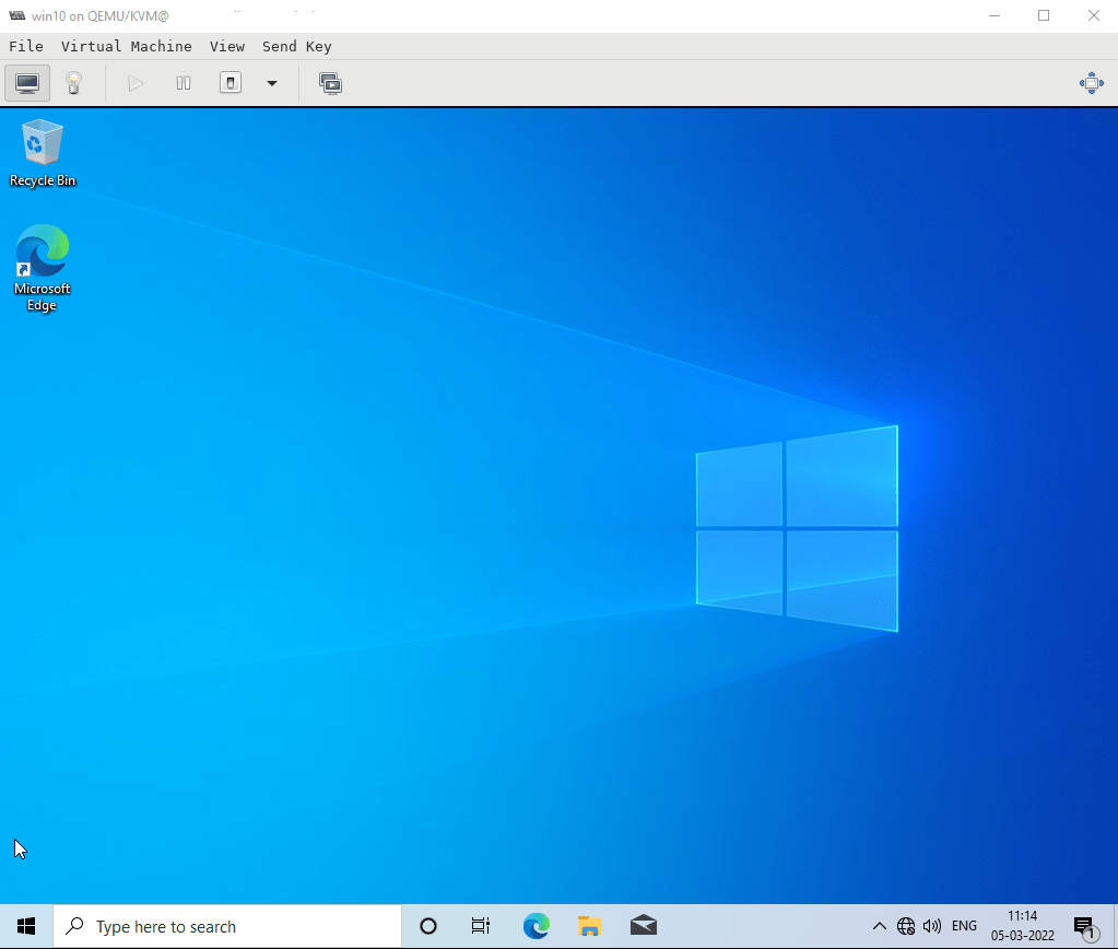 KVM Windows 10 Installation login screen