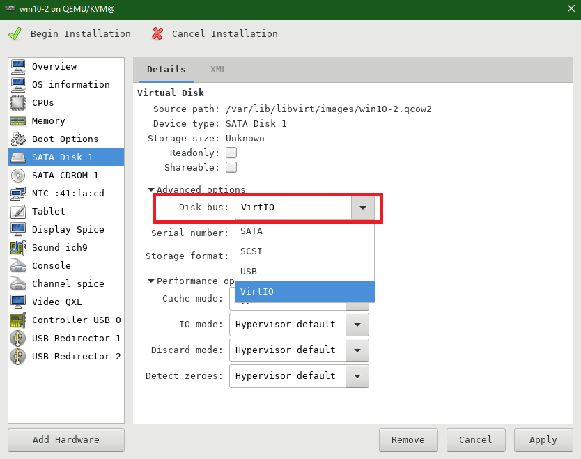 QEMU/KVM - Virtual Hard Disk type