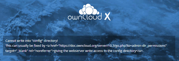 OwnCloud Error: Cannot write into "Config" directory!