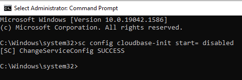 set-config command to disable cloudbase-init